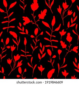 vector seamless pattern small flowers and twigs