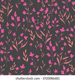 vector seamless pattern small flowers and twigs