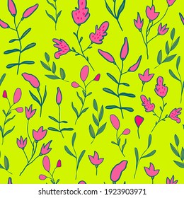 vector seamless pattern small flowers and twigs