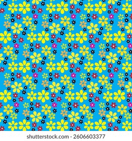 Vector seamless pattern. Small flowers. Indigo background. Floral background. The elegant the template for fashion prints Summer pattern with abstract flower silhouettes . Seamless floral background