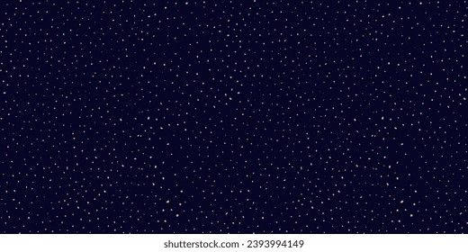 Vector seamless pattern with small hand drawn golden chaotic dots, spots on black background. Trendy abstract minimalist luxury gold spotted texture. Abstract spray grunge texture. Night sky pattern