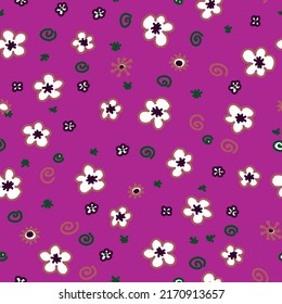 Vector seamless pattern with small white flowers.