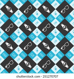 Vector seamless pattern of smart devices and electronics. Geometric pattern with elements of modern technology - stock vector