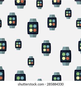 Vector seamless pattern of smart watches. 