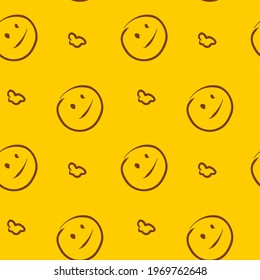 Vector seamless pattern smile. Background illustration, decorative design for fabric or paper. Ornament modern