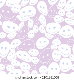 Vector seamless pattern with smiling faces. Faces blurred by waves. Background illustration. Design for fabric, posters, wallpaper, banners, textiles, postcards.