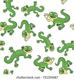 Vector seamless pattern with smiling gecko's illustrations