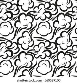 Vector Seamless Pattern With Smoke Isoated On White Background