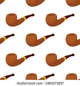 Vector seamless pattern with smoking pipe. Cartoon flat style, tobacco addictive, bad habit concept