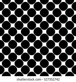 Vector seamless pattern, smooth geometric figures, circles. Monochrome illustration of mesh, lattice. Simple black & white texture, abstract repeat background. Design element for prints, digital, web