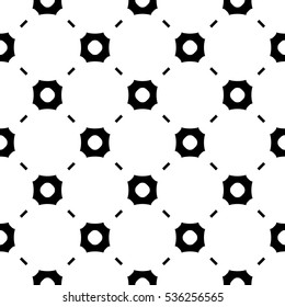 Vector seamless pattern, smooth geometric figures, circles, lines. Monochrome illustration, simple black & white texture, abstract repeat background. Design element for prints, fabric, furniture, web