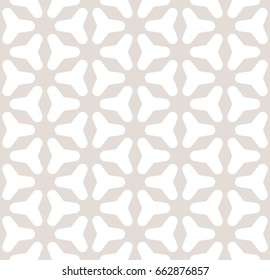 Vector seamless pattern with smooth triangles, rounded triangular geometric figures. Abstract background in soft pastel colors, beige & white. Modern stylish texture. Design for prints, decor, fabric 