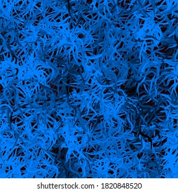 Vector seamless pattern of smooth waves and swirl of blue color. Watercolor brush strokes texture for fabric or packaging. Trend color phantom blue