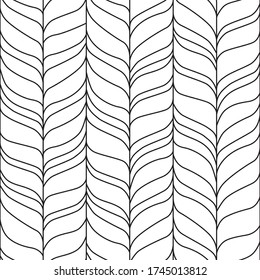 Vector seamless pattern with smooth wavy shapes and lines. Modern stylish texture Black and whita monocrome simple graphic pattern.