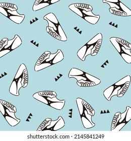 Vector seamless pattern with sneaker illustrations