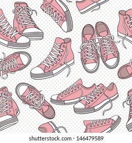 Vector seamless pattern with sneakers