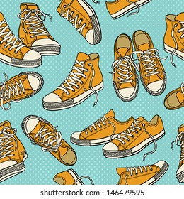 Vector seamless pattern with sneakers