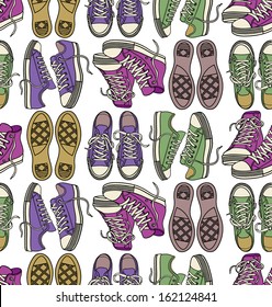 Vector seamless pattern with sneakers