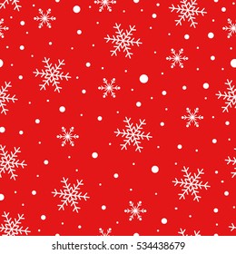 Vector seamless pattern with Snowflake. Snowflake vector pattern isolated on red background.
