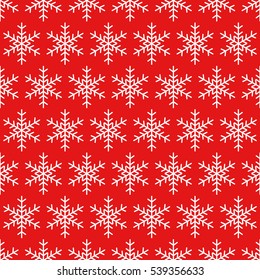 Vector seamless pattern with Snowflake. Snowflake vector pattern isolated on red background.