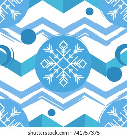 Vector seamless pattern with snowflake and stripes