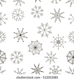 Vector seamless pattern of snowflakes.