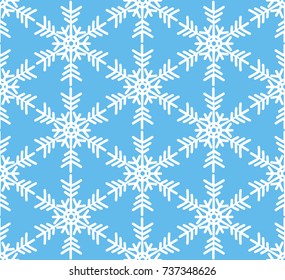Vector seamless pattern with snowflakes for Christmas design on blue background