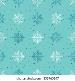 Vector seamless pattern with snowflakes and  confetti. Winter background