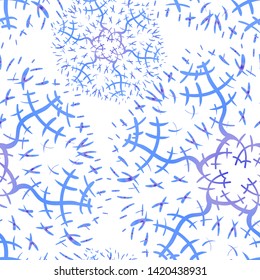 Vector seamless pattern with snowflakes on a white background. Hand drawing style. Elements of blue and purple with a gradient for the design of a winter theme - Christmas, New Year, cold, frost.