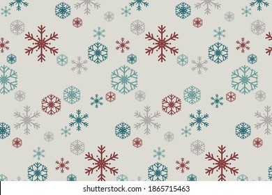 Vector of seamless pattern of snowflakes on beige background, with the theme of Christmas time