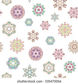 Vector seamless pattern with snowflakes on white background. Snowflakes pattern.