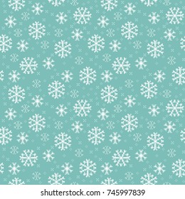 Vector seamless pattern with snowflakes in Pixel-Art style for Christmas and winter background 