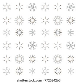 Vector seamless pattern with snowflakes. Scandinavian design style geometric shapes with worn out texture in retro colors.