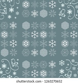 Vector seamless pattern with snowflakes. Winter background. EPS8