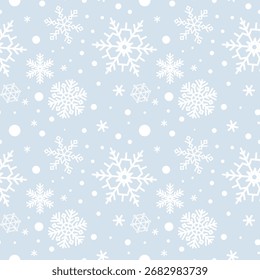 Patrón sin fisuras de Vector con copos de nieve. Fondo sin fin de invierno, Navidades que envuelven el diseño de papel