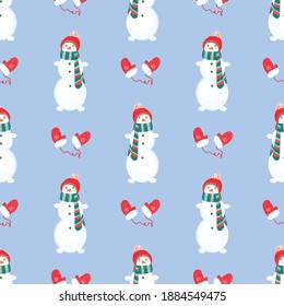 vector seamless pattern with snowman