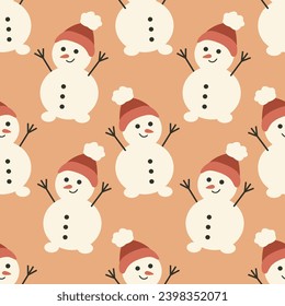 Vector seamless pattern with snowman 