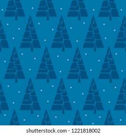 Vector seamless pattern with snowy pine forest. Abstract background. Winter illustration.