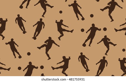 Vector seamless pattern of soccer players. The texture of the football players is randomly located