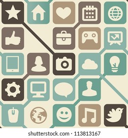 Vector seamless pattern with social media icons - abstract background