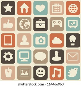 Vector Seamless Pattern With Social Media Icons - Abstract Background