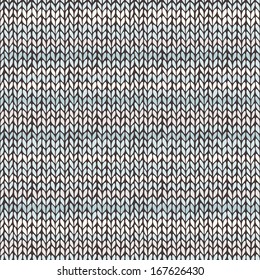 Vector seamless pattern with soft blue and white hand drawn knitted stripes 