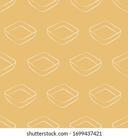 Vektorillustration nahtloses Muster mit Sojasauce, Teriyaki-Sauce. Schöne Design-Elemente für Lebensmittel. Lineare Textur.