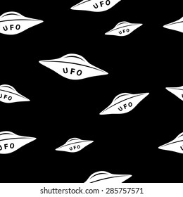 Vector seamless pattern with space saucers