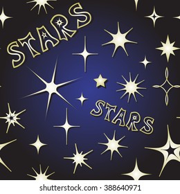 Vector seamless pattern with sparkle lights stars. Eps-8