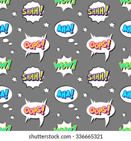 Vector seamless pattern with speech bubbles and sound effects