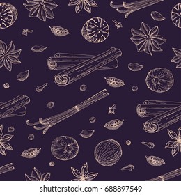 Vector seamless pattern with spices