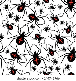 Vector seamless pattern with spiders