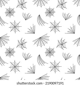 Vector seamless pattern with spiders and cobwebs