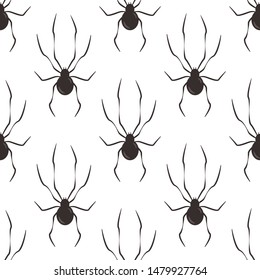 Vector seamless pattern with spiders. Simple design for fabric, wallpaper, textile, web design. Isolated on white.